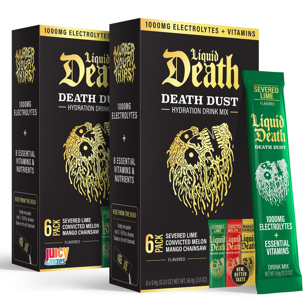 Juicy Mixes Liquid Death Dust Severed Lime stick delivers quick electrolyte hydration after workouts