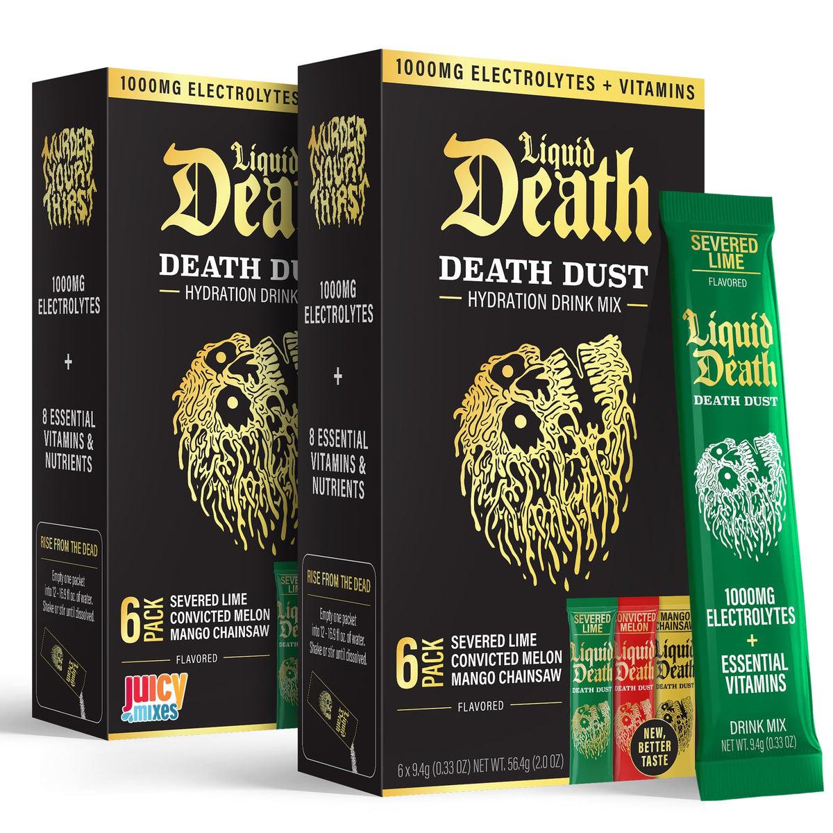 Juicy Mixes Liquid Death Dust Severed Lime stick delivers quick electrolyte hydration after workouts