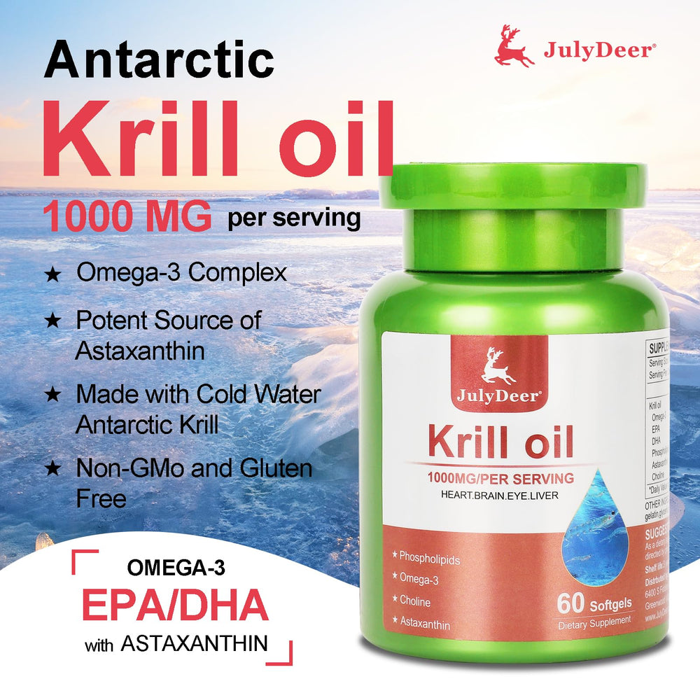 JulyDeer no fishy aftertaste banner supports daily krill oil use