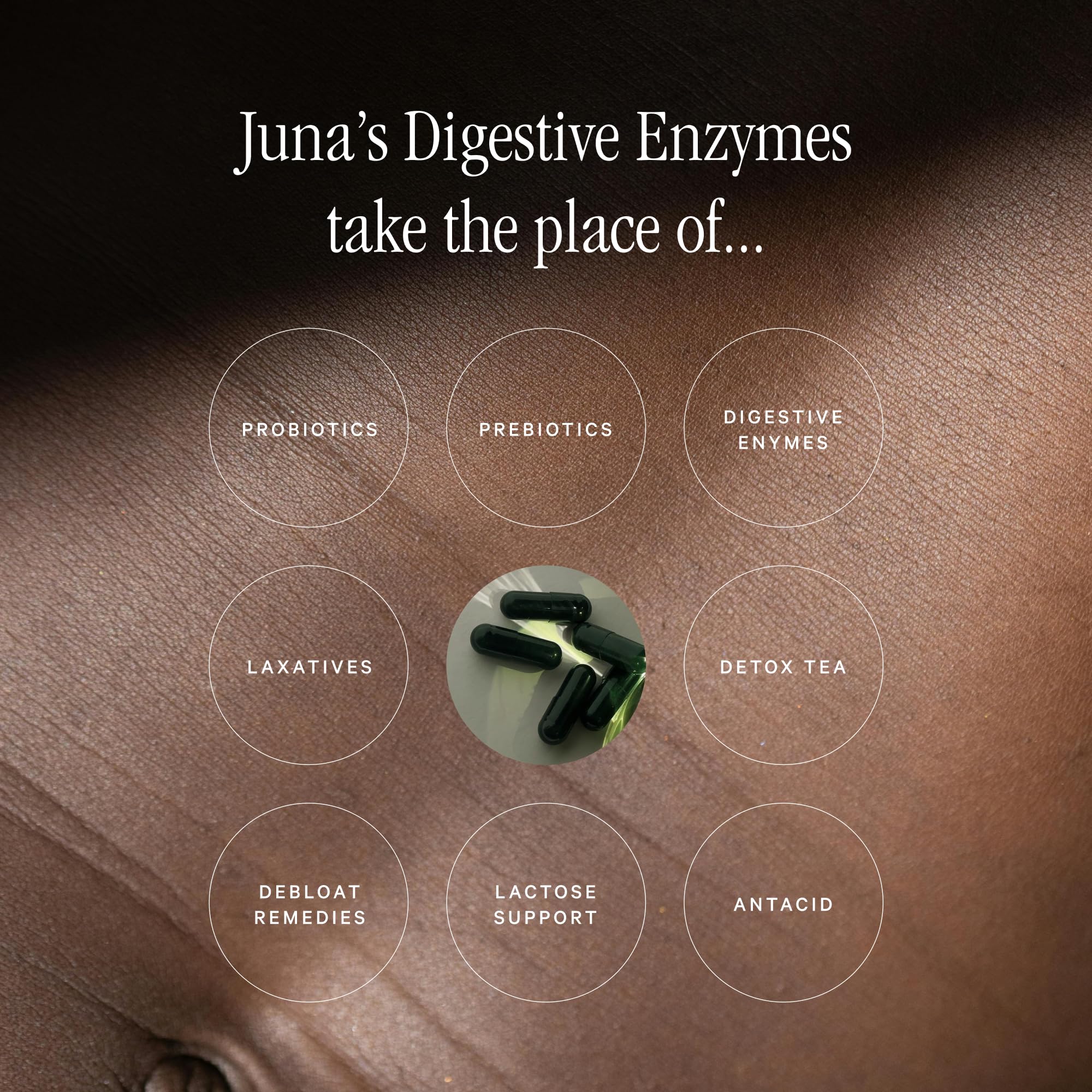 Juna Detox blend label emphasizing probiotics and enzymes for digestion.