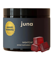 Juna Nightcap Sleep Gummies bottle ready for a gentle, sugar-free night routine.