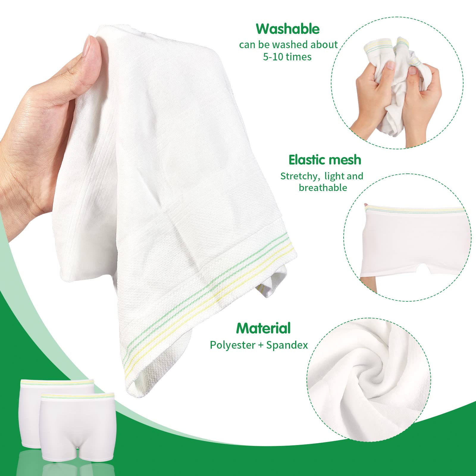 JUNFAN washable-reusable mesh underwear offers multiple wears with easy hand washing and air drying.