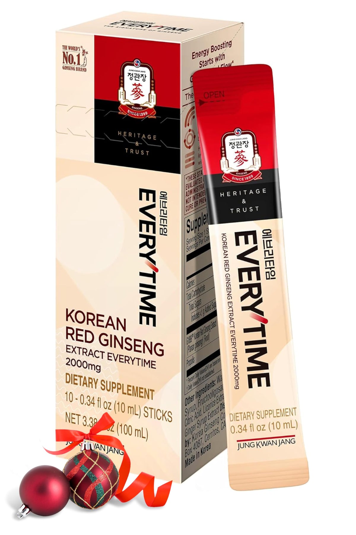 Jung Kwan Jang Everytime ginseng stick packaging for on-the-go energy and convenience.