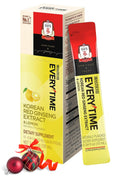 JUNG KWAN JANG Everytime Korean Red Ginseng Extract 1050mg & Lemon — Vegan Energy Drink Sticks (10 x 0.34 fl oz)
