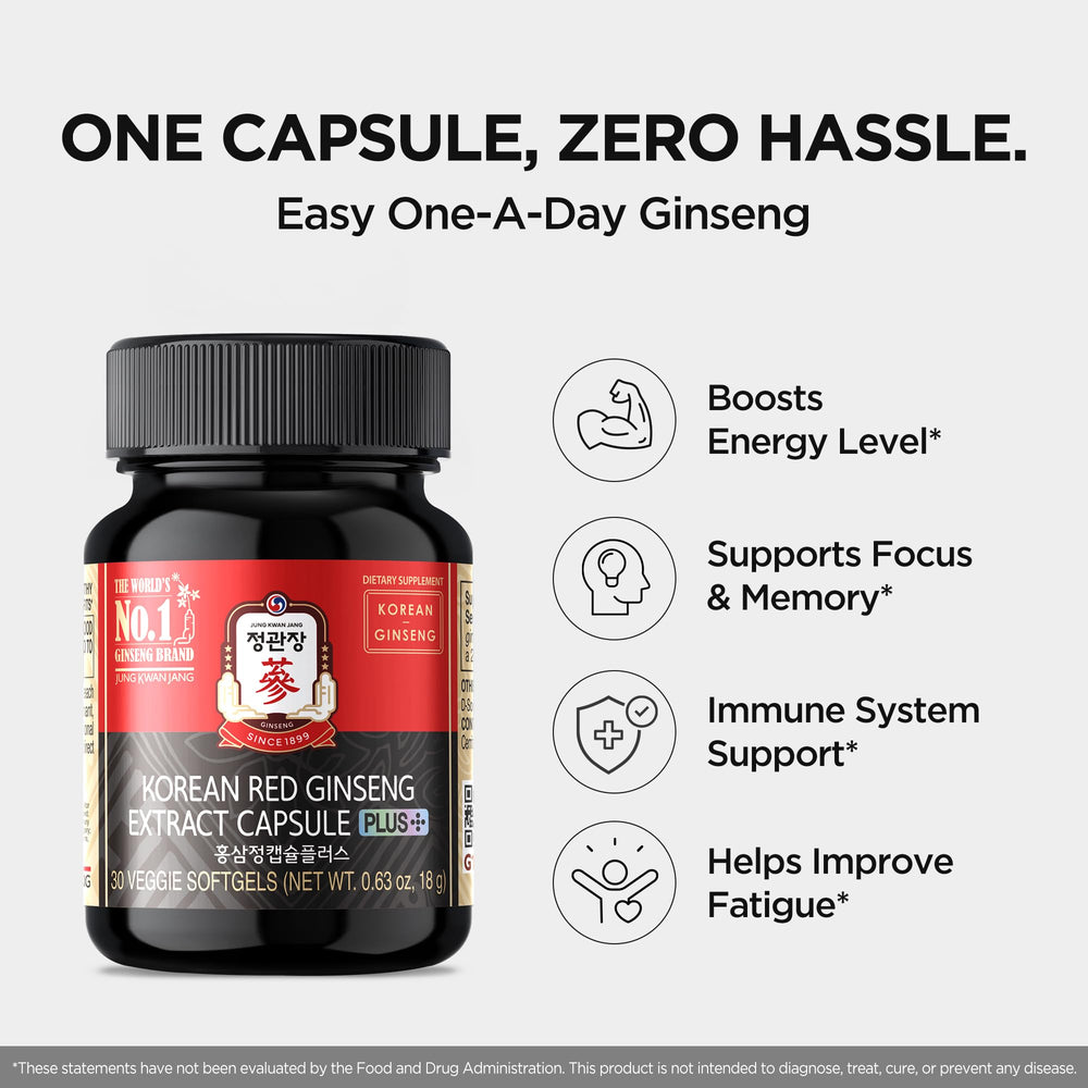 Capsule dispense of JUNG KWAN JANG ginseng showing easy daily use