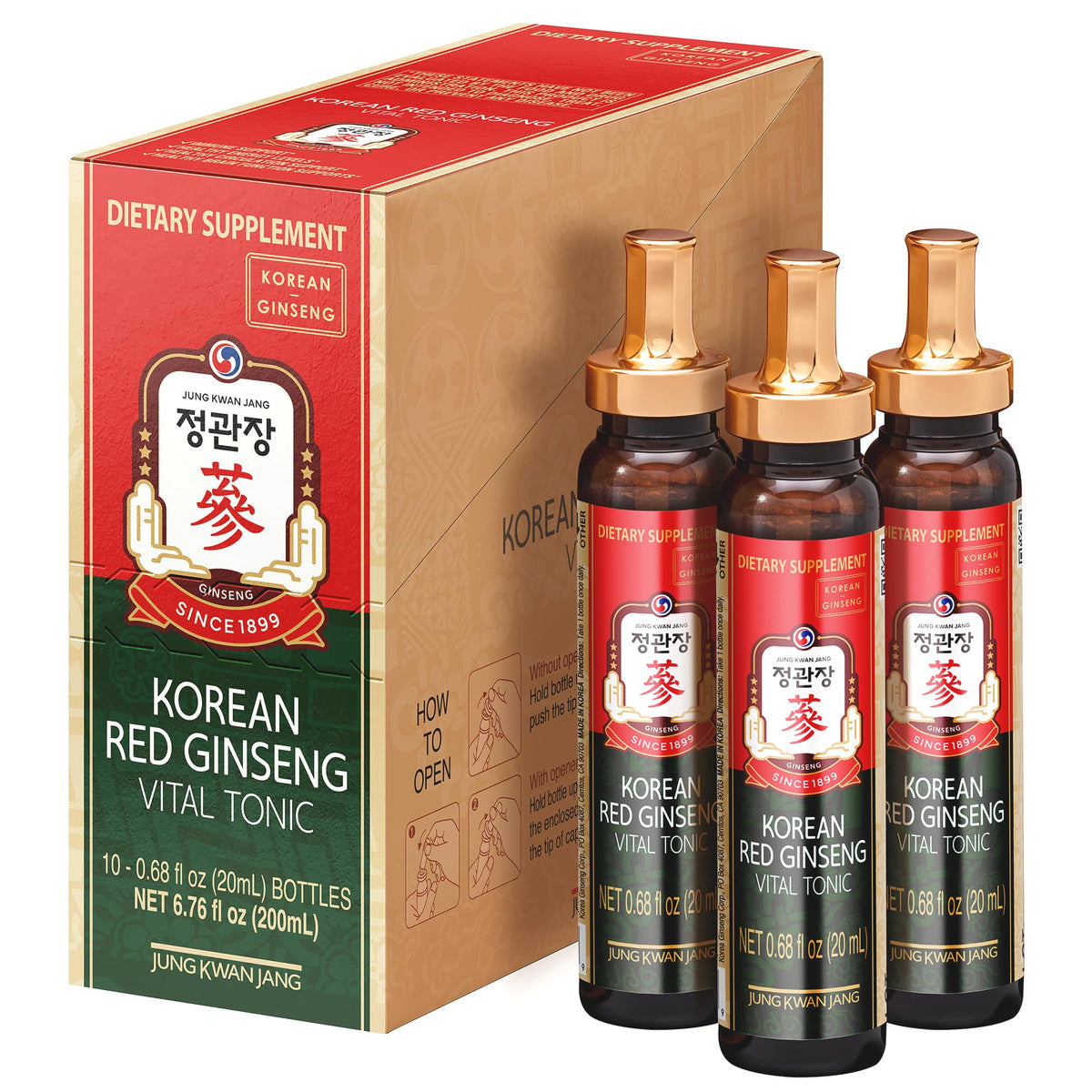 Jung Kwan Jang Vital Tonic bottle front view, ready for daily energy and vitality.