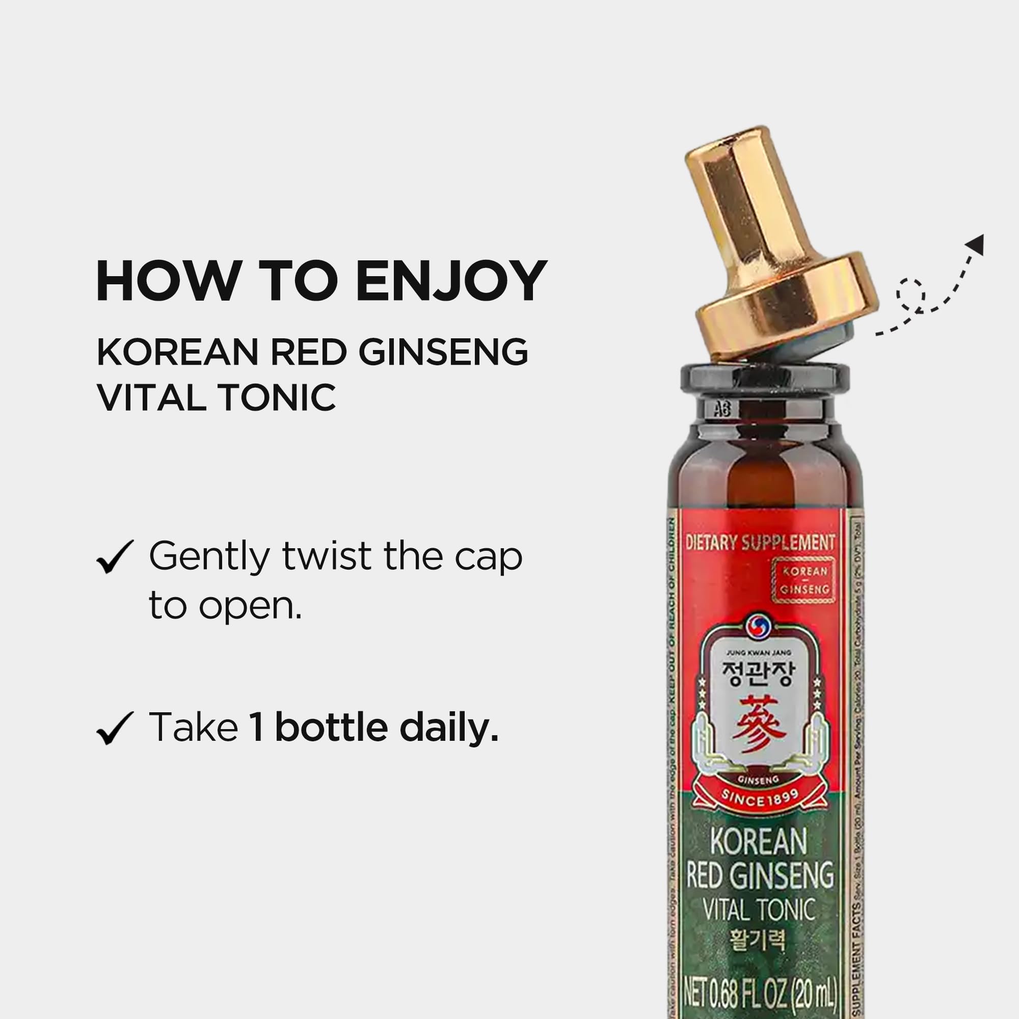 Compact 10-shot carton of Jung Kwan Jang Vital Tonic for easy daily ritual.