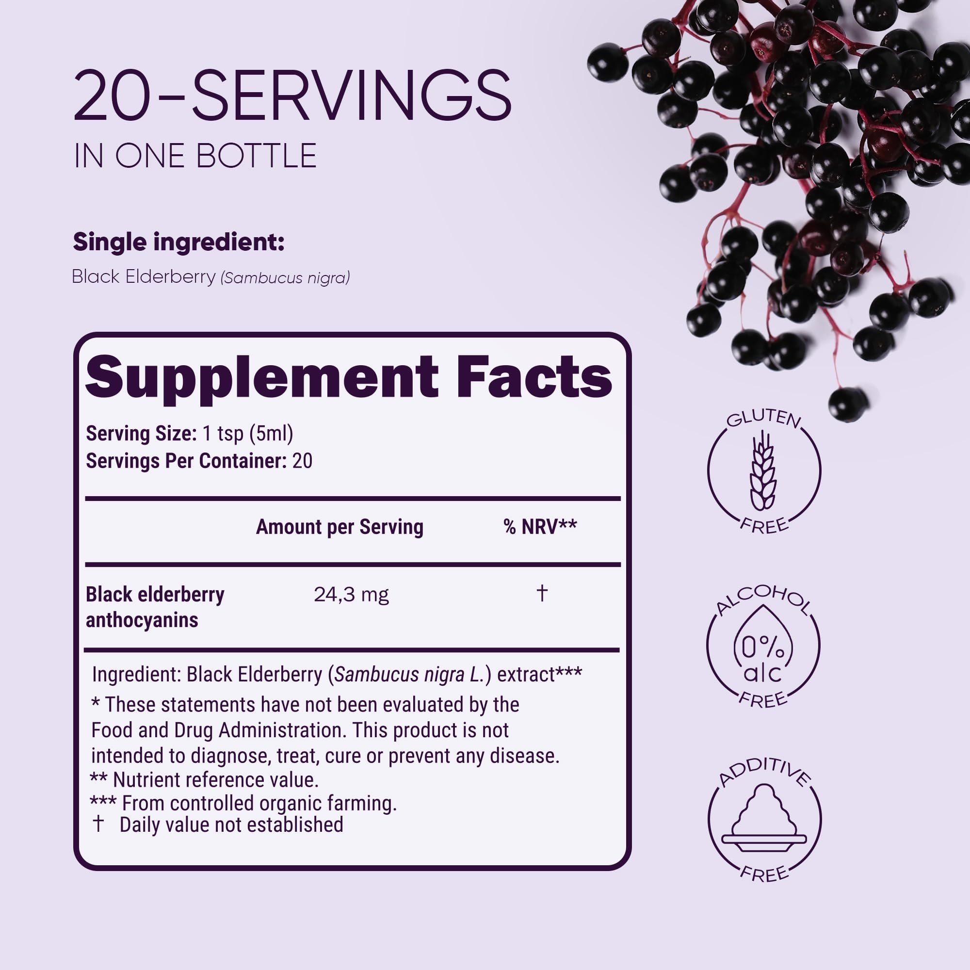 Elderberry syrup in a glass shows inviting texture and aroma.