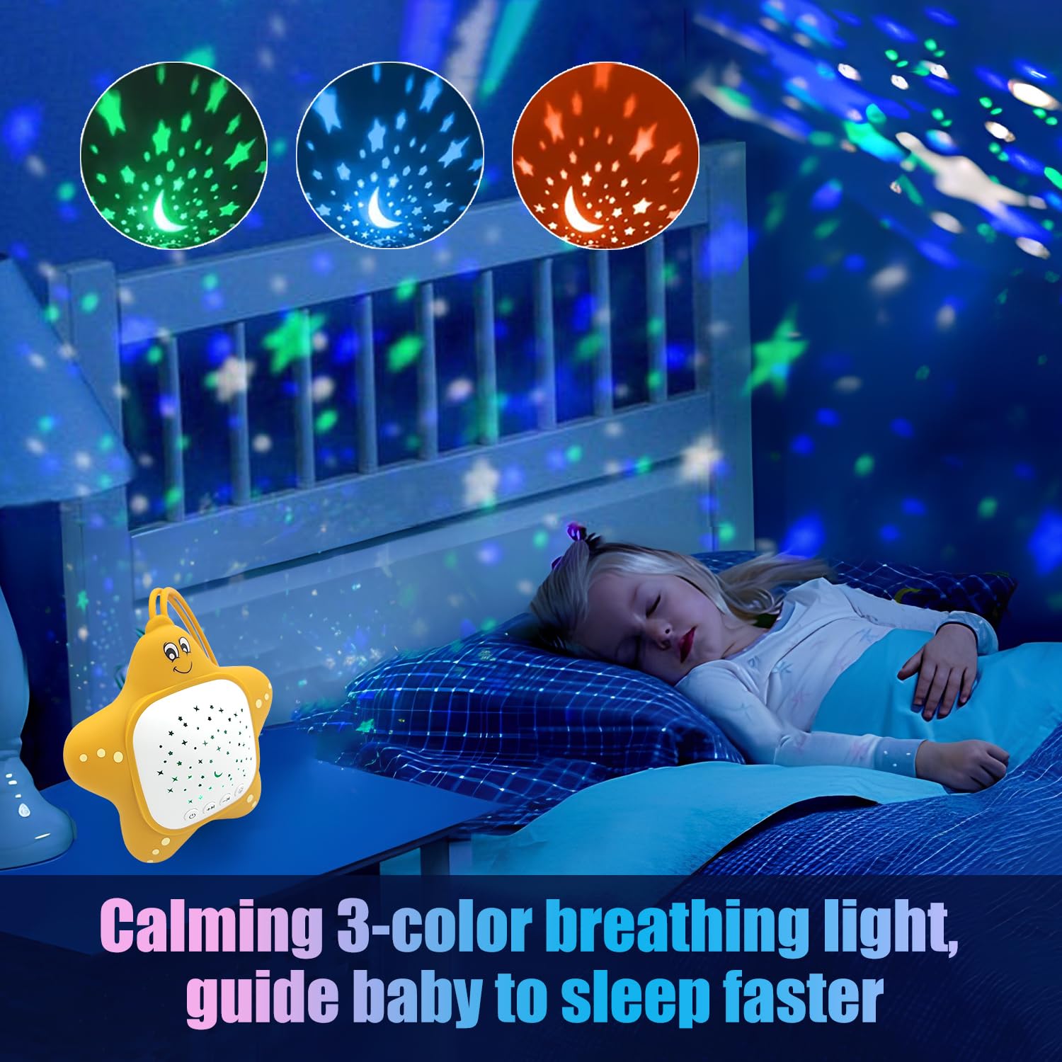 Junificent sleep aid music lullaby device delivers soothing sounds for baby settling.