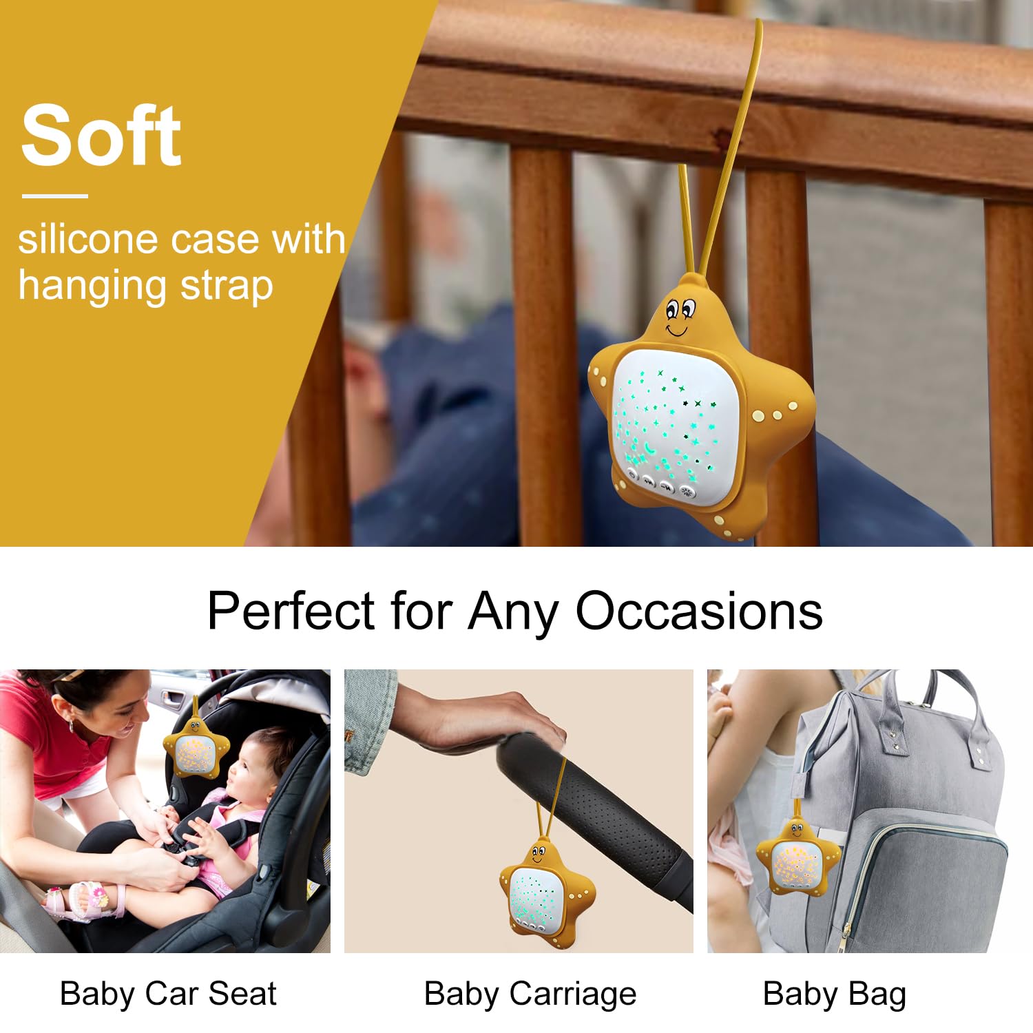 Junificent soft silicone casing protects the device during travel and play.