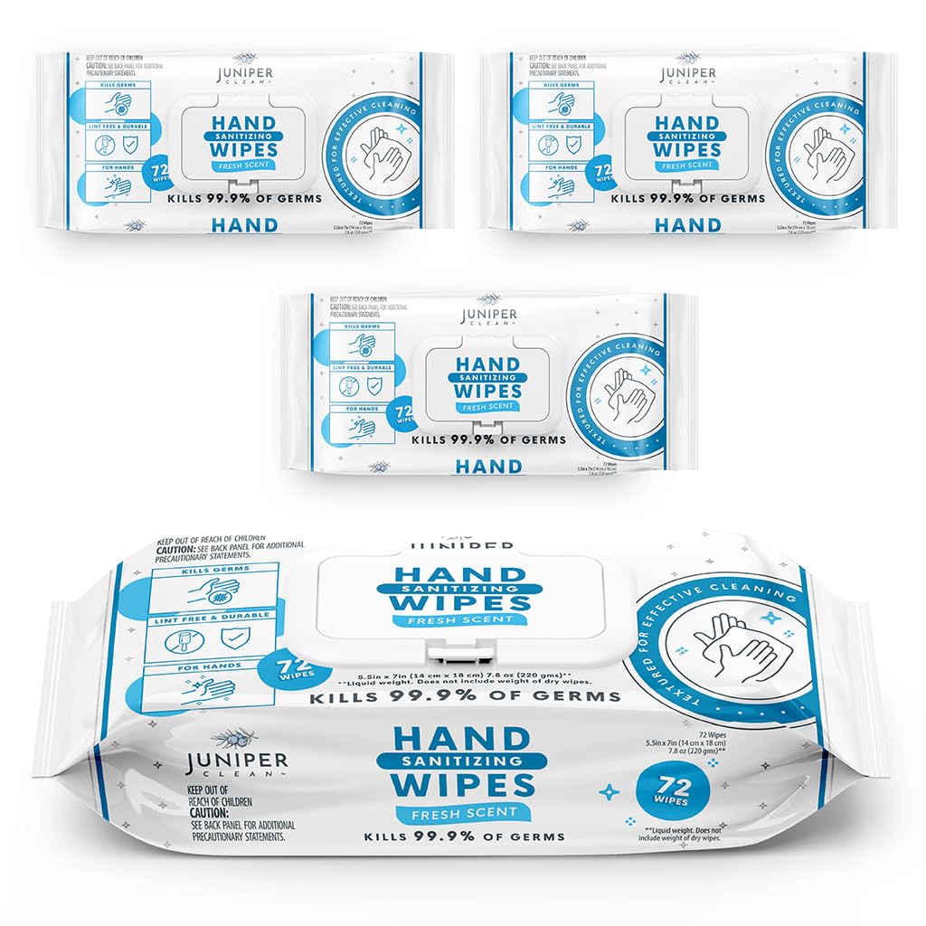 Juniper CLEAN 3 Pack Wipes in package view, ideal for travel and quick cleanup.