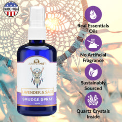 JUNIPERMIST crystal-infused sage water enhances space cleansing with mindful intention.