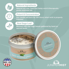 JUNIPERMIST Sage Candle smokeless design for energy cleansing without smoke.