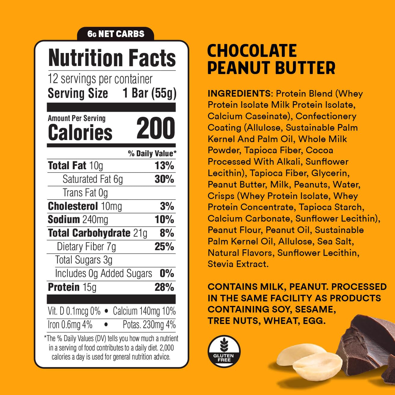 JUNKLESS Chocolate Peanut Butter Bar texture close-up highlighting chewy, satisfying flavor.