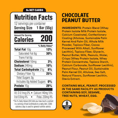 JUNKLESS Chocolate Peanut Butter Bar texture close-up highlighting chewy, satisfying flavor.