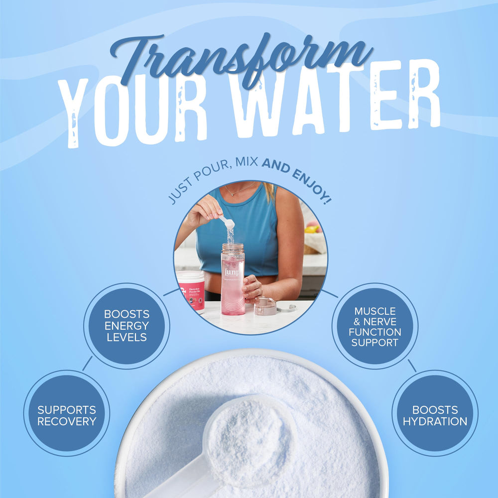 JUNP electrolytes zero-calorie label highlights sugar-free hydration option.