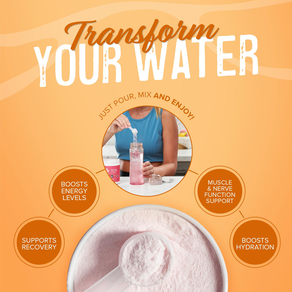 Zero sugar and zero calories in JUNP electrolyte powder.