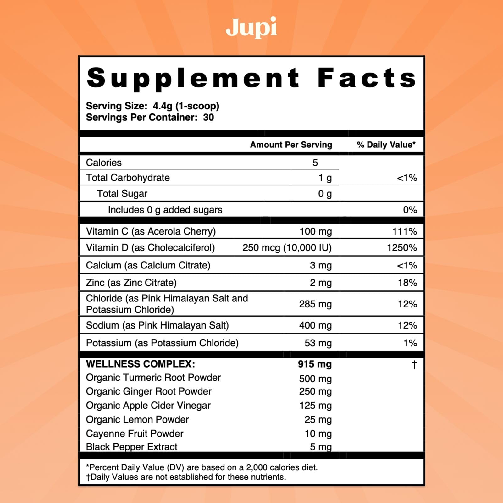 Jupi Vitamin C powder pack emphasizes vegan, gluten-free wellness