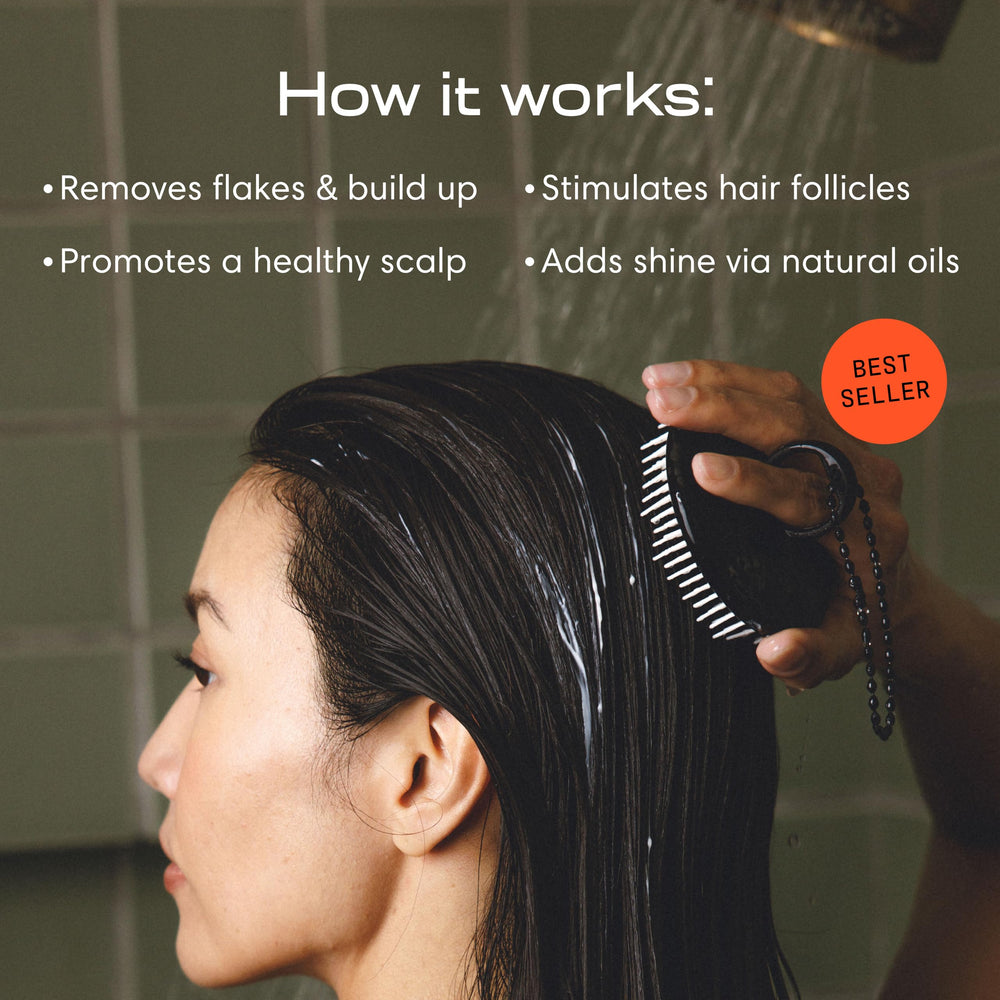 Jupiter dandruff comb removing buildup for a refreshed scalp.