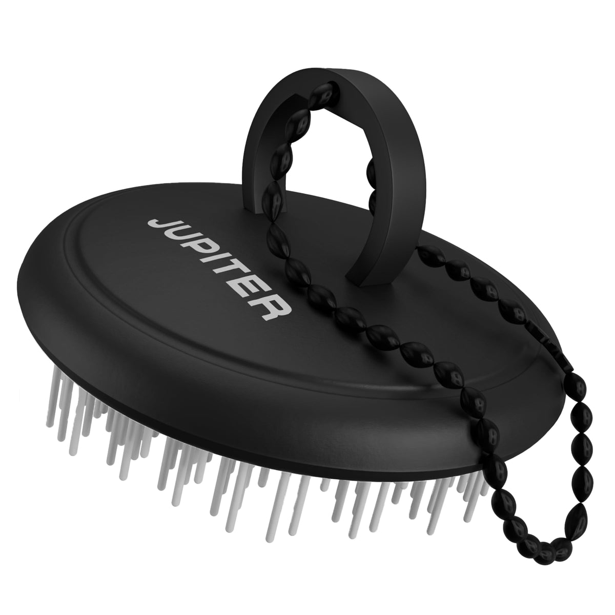 Jupiter scalp exfoliator closeup with multi-height bristles for gentle exfoliation.