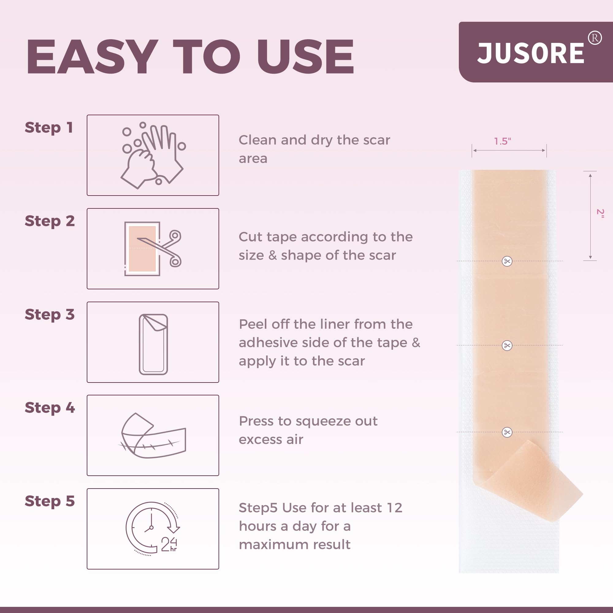 JUSORE usos multiples cicatriz quirurgica, complemento en recuperacion postoperatoria