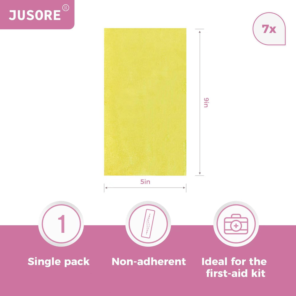 JUSORE Xeroform Dressing, aplicación facil sobre contornos del cuerpo.