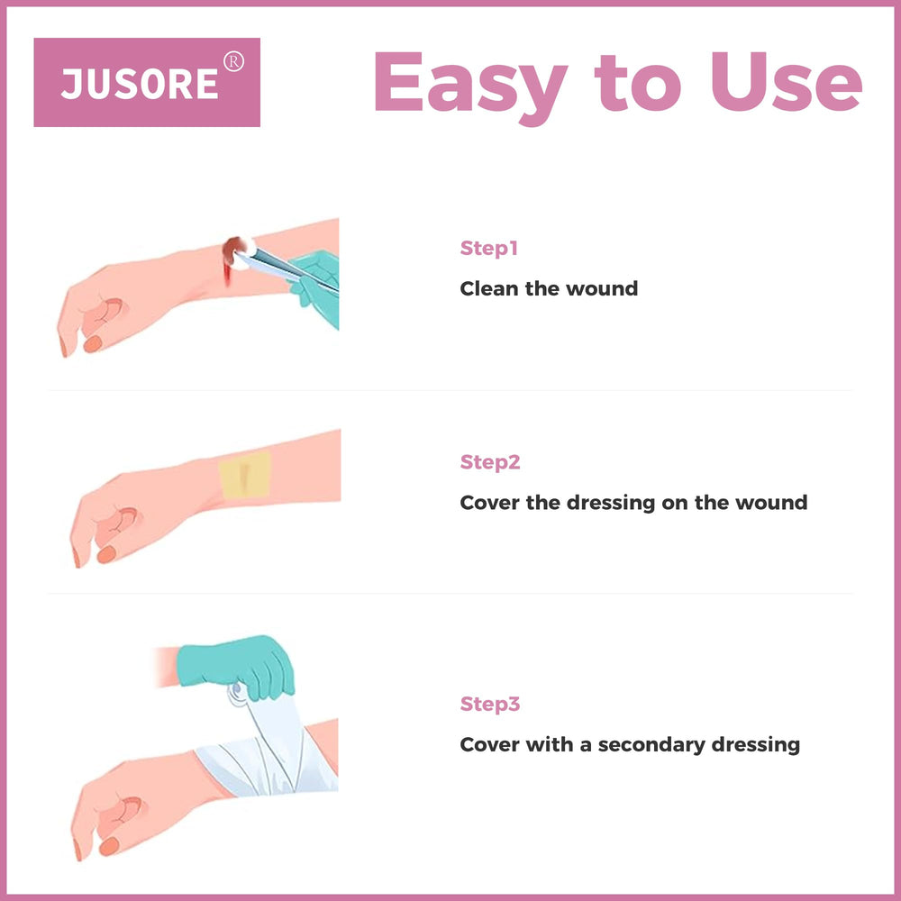 JUSORE Xeroform Dressing no adherente, facilita el cambio sin dolor.
