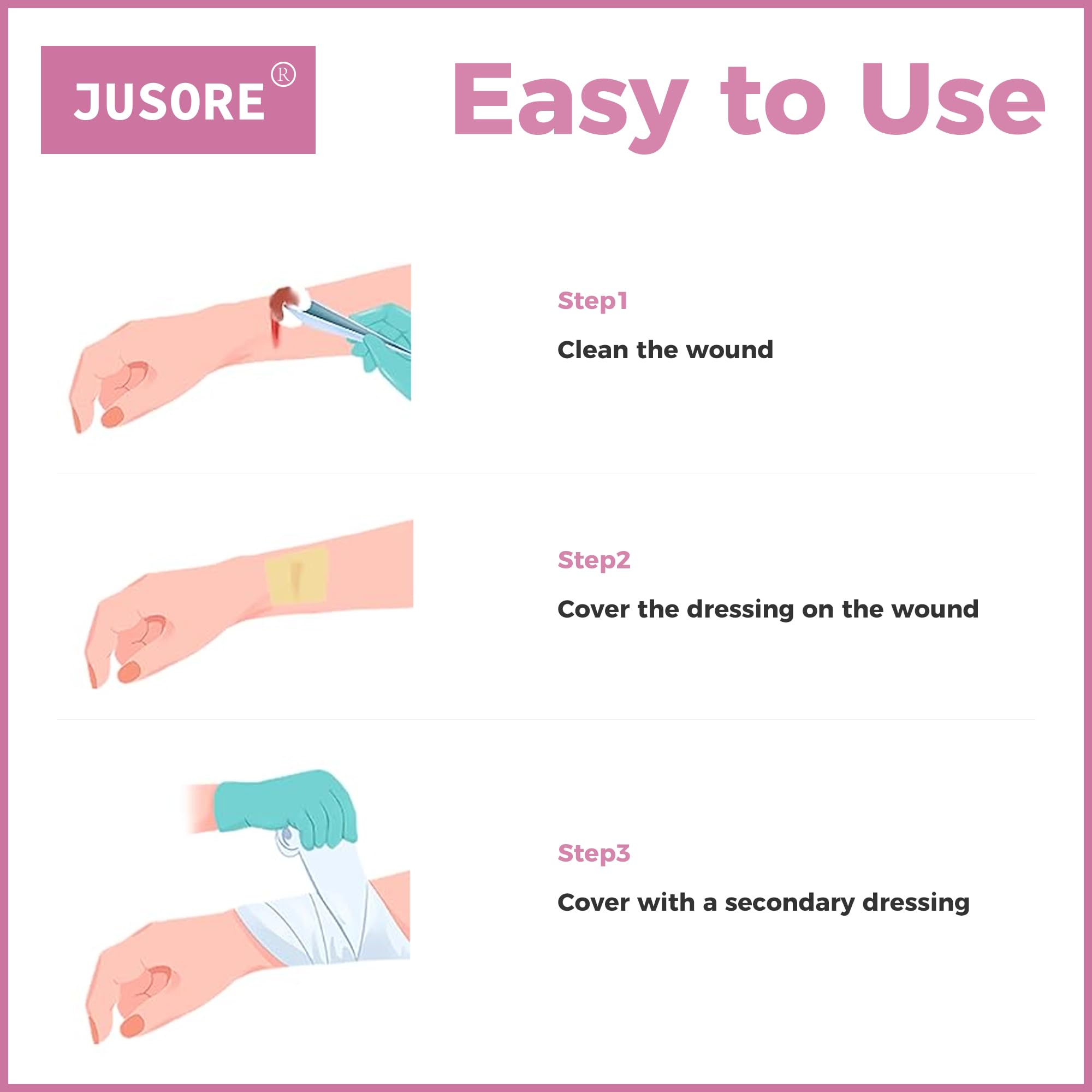 Non-adhesive Xeroform gauze pad by JUSORE; easy removal from wounds.
