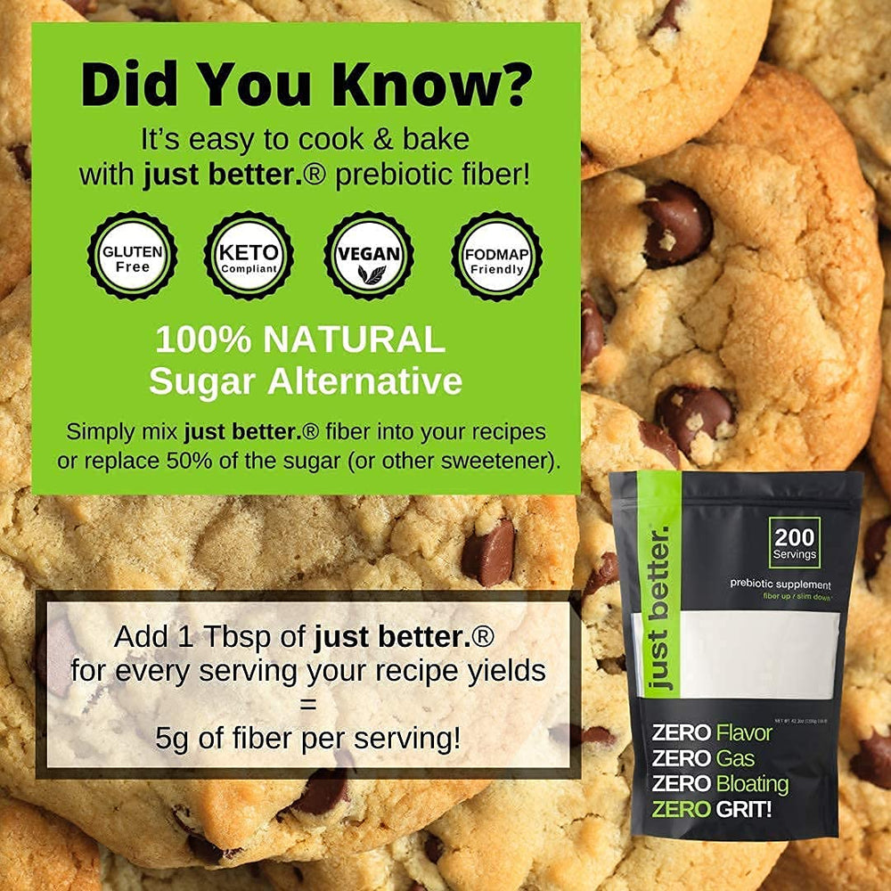 Just Better keto-friendly vegan-friendly fiber supports keto and vegan lifestyles.