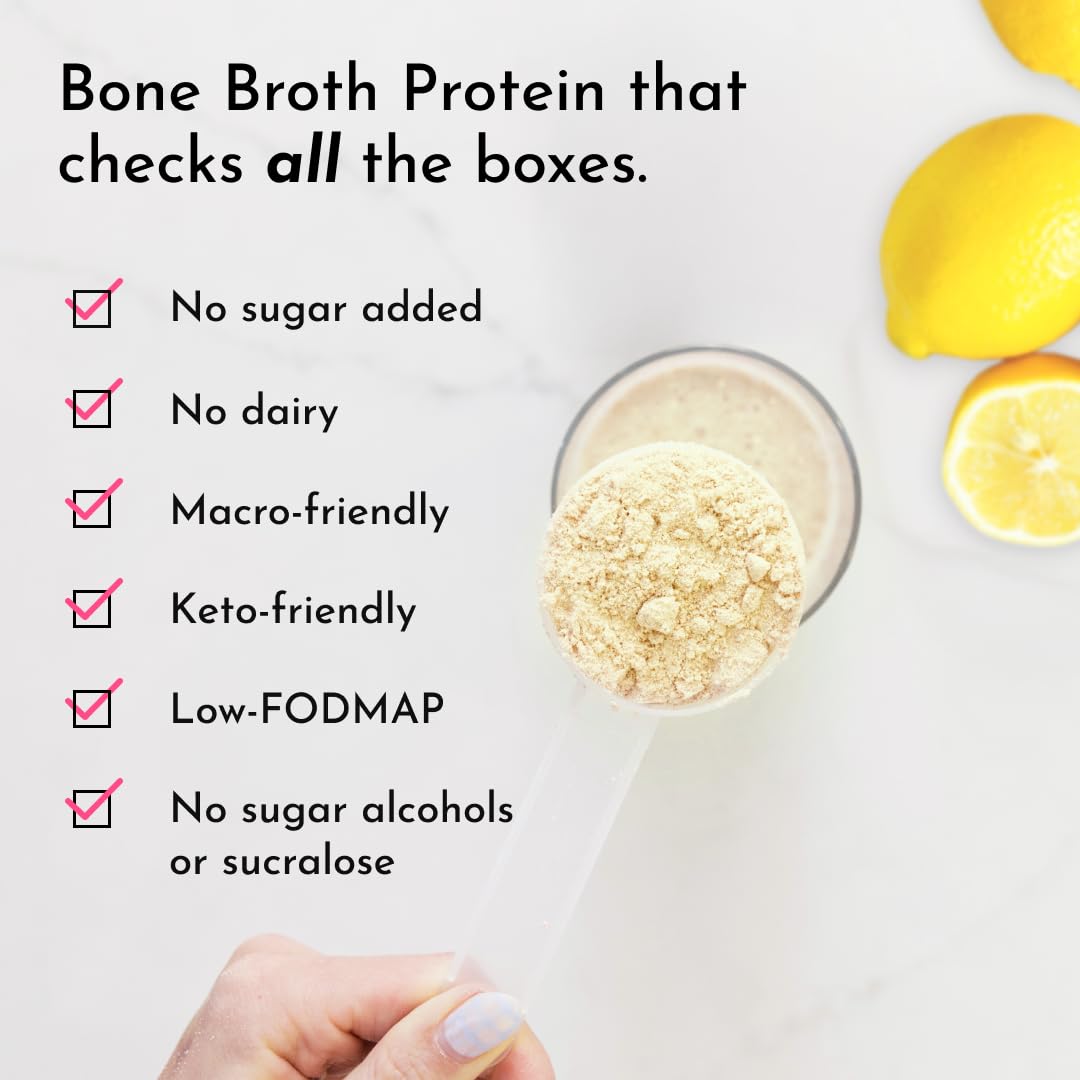Smooth lemon-cream shake in a glass using JUST INGREDIENTS bone broth protein.