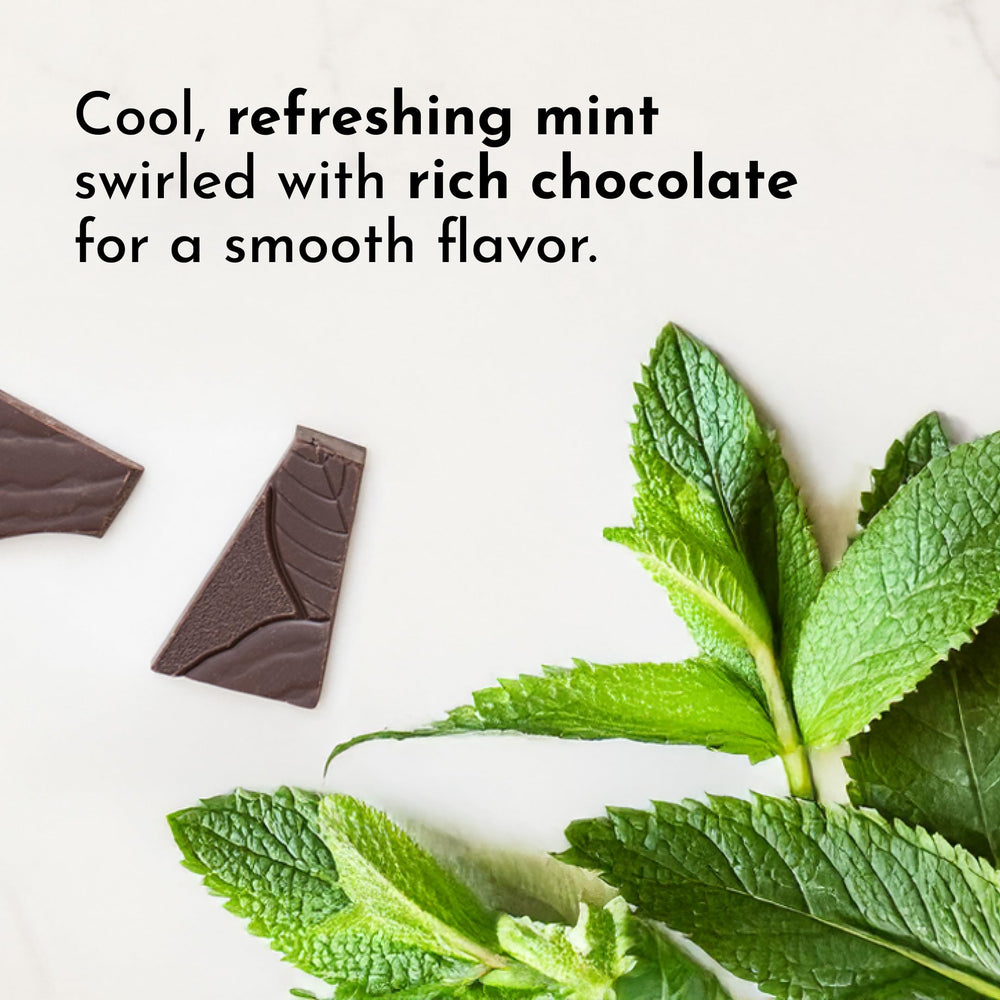 Just Ingredients mint chocolate serving with glass shows refreshing flavor in cold or hot use