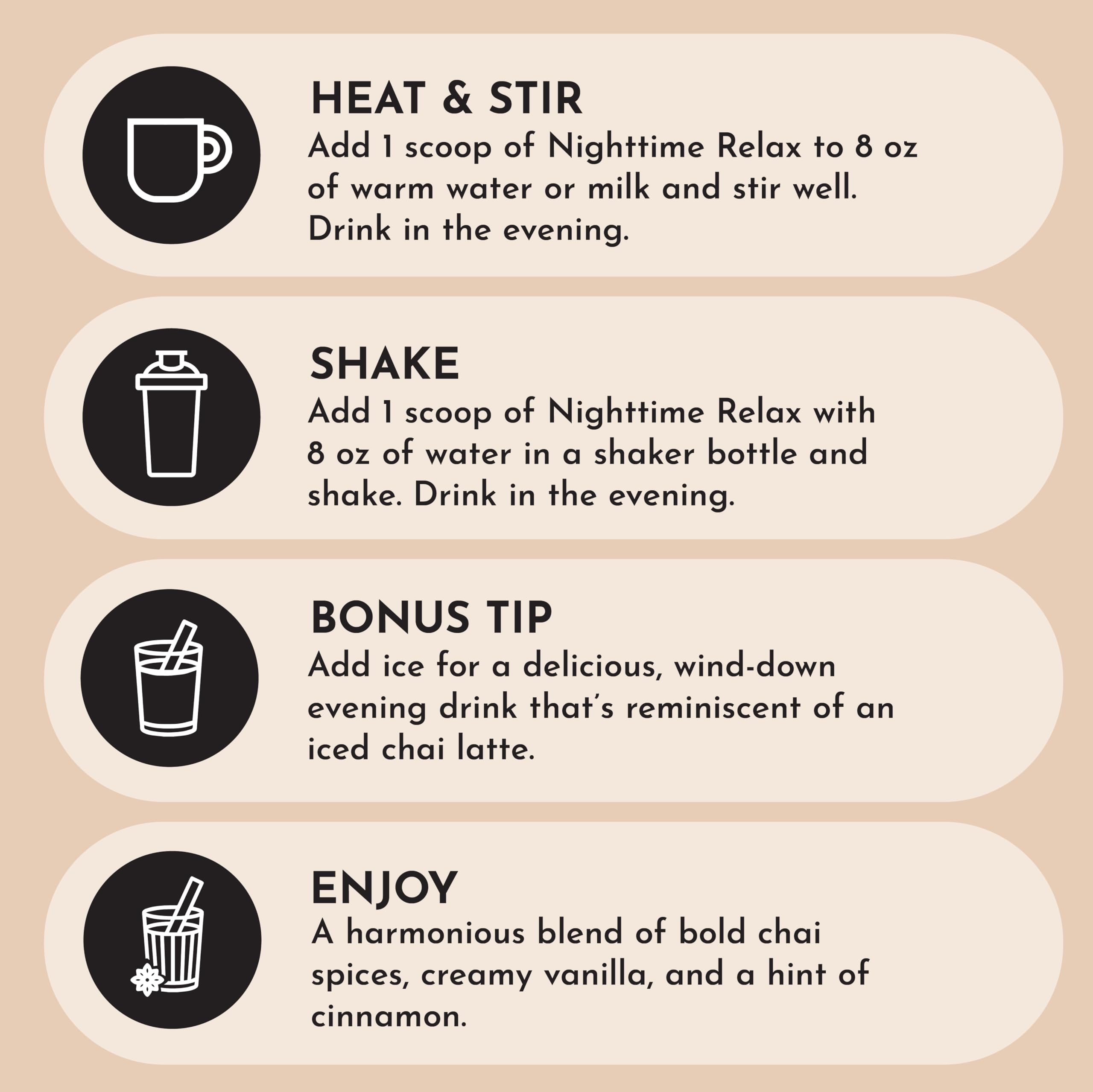 Just Ingredients Chai Nighttime Relax spice blend featuring ginger and cardamom.