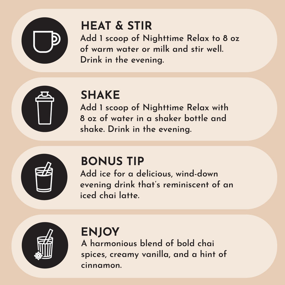 Just Ingredients Chai Nighttime Relax spice blend featuring ginger and cardamom.
