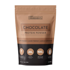 JUST INGREDIENTS Chocolate Protein Powder hero showing premium protein blend for daily recovery