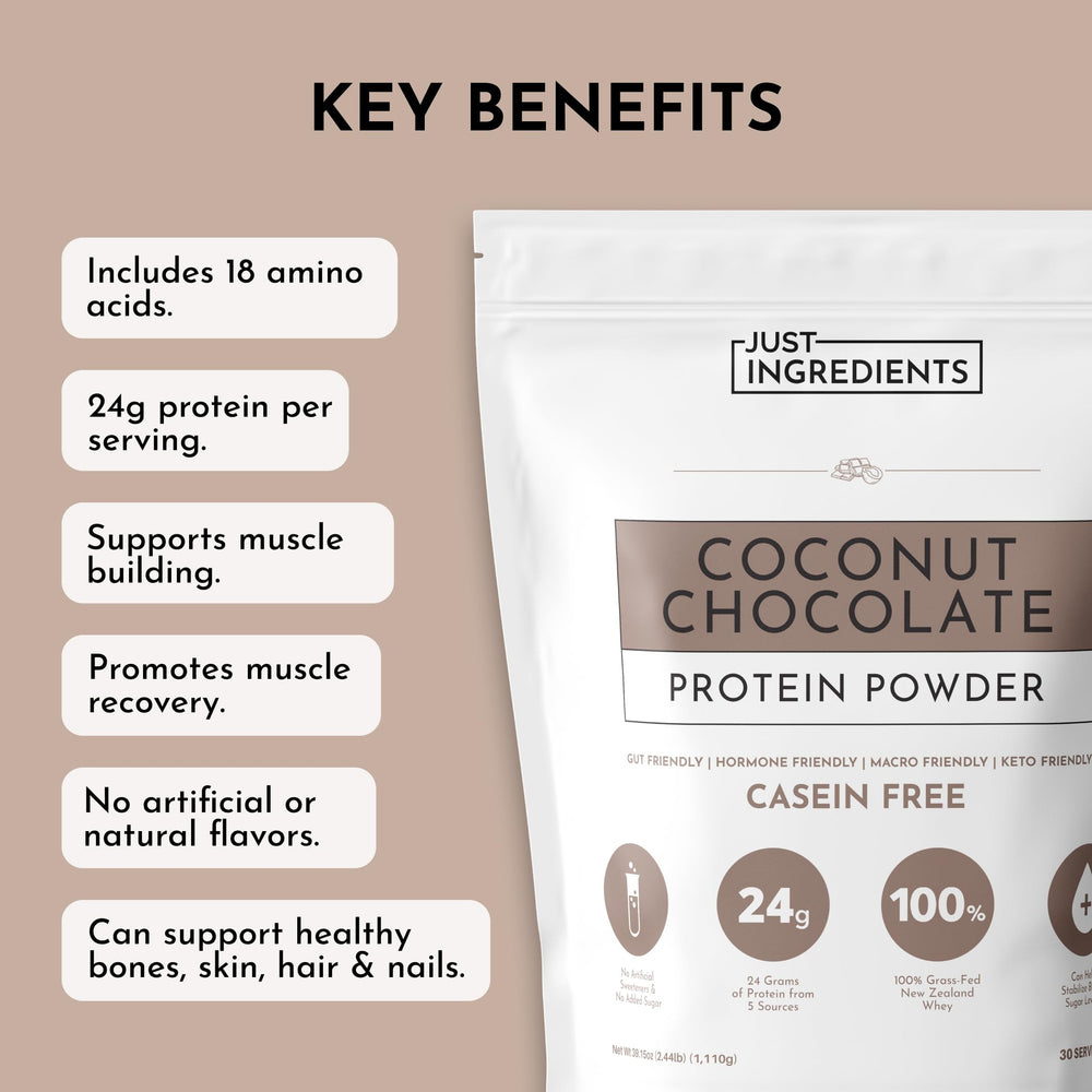 Just Ingredients powder scoop over oats for protein-enriched breakfast.