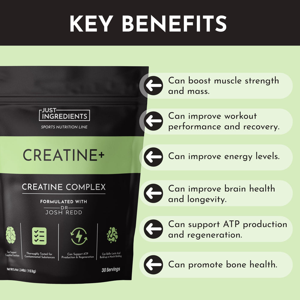JUST INGREDIENTS Creatine Monohydrate during intense workout for supported energy.