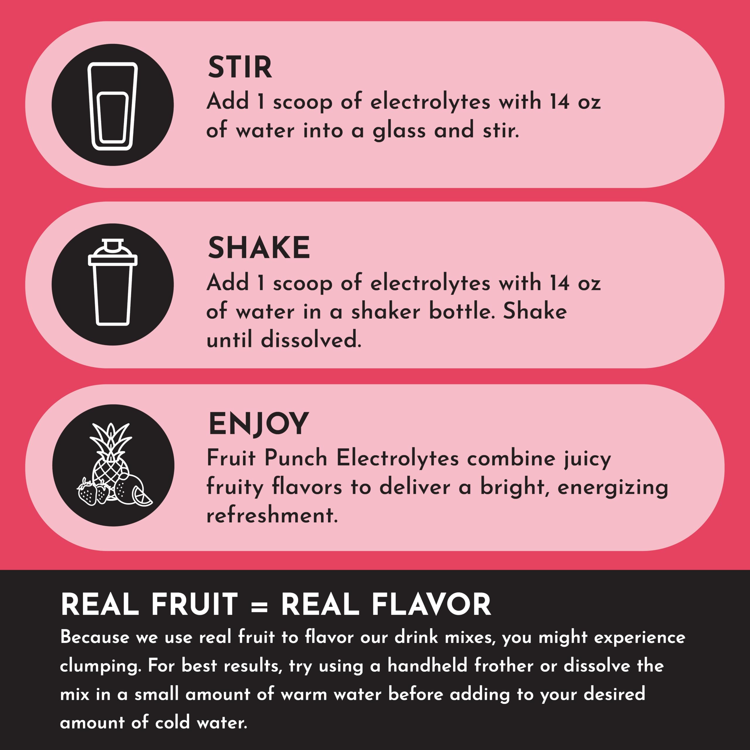 JUST INGREDIENTS Fruit Punch Electrolytes being poured during travel for daily hydration.