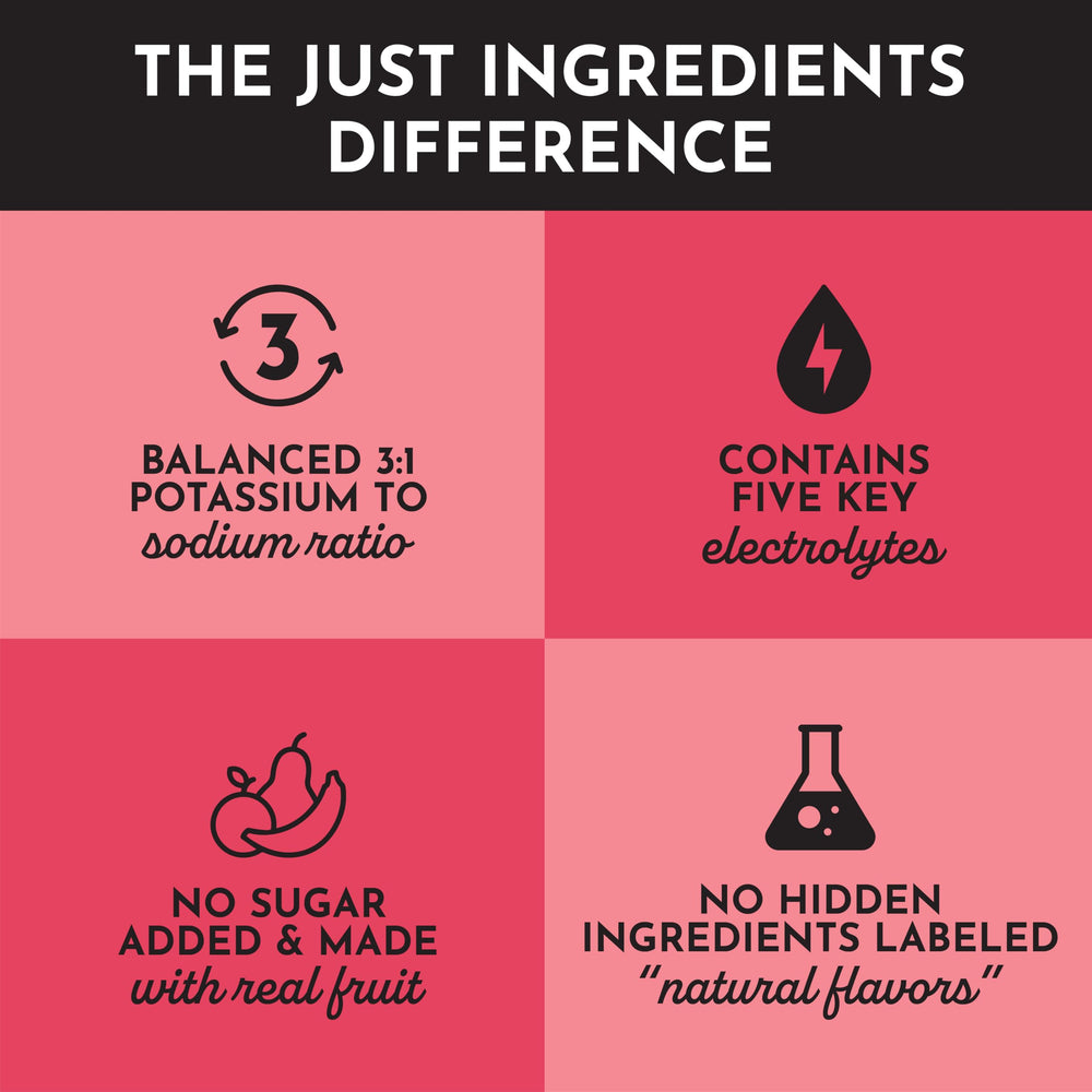 JUST INGREDIENTS Fruit Punch Electrolytes travel pack ideal for busy days.