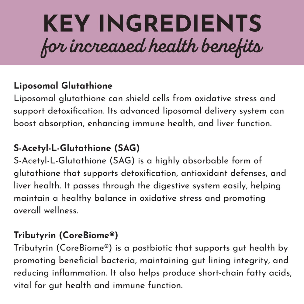 Just Ingredients Glutathione Complex non-GMO allergen-friendly label supports inclusive use.