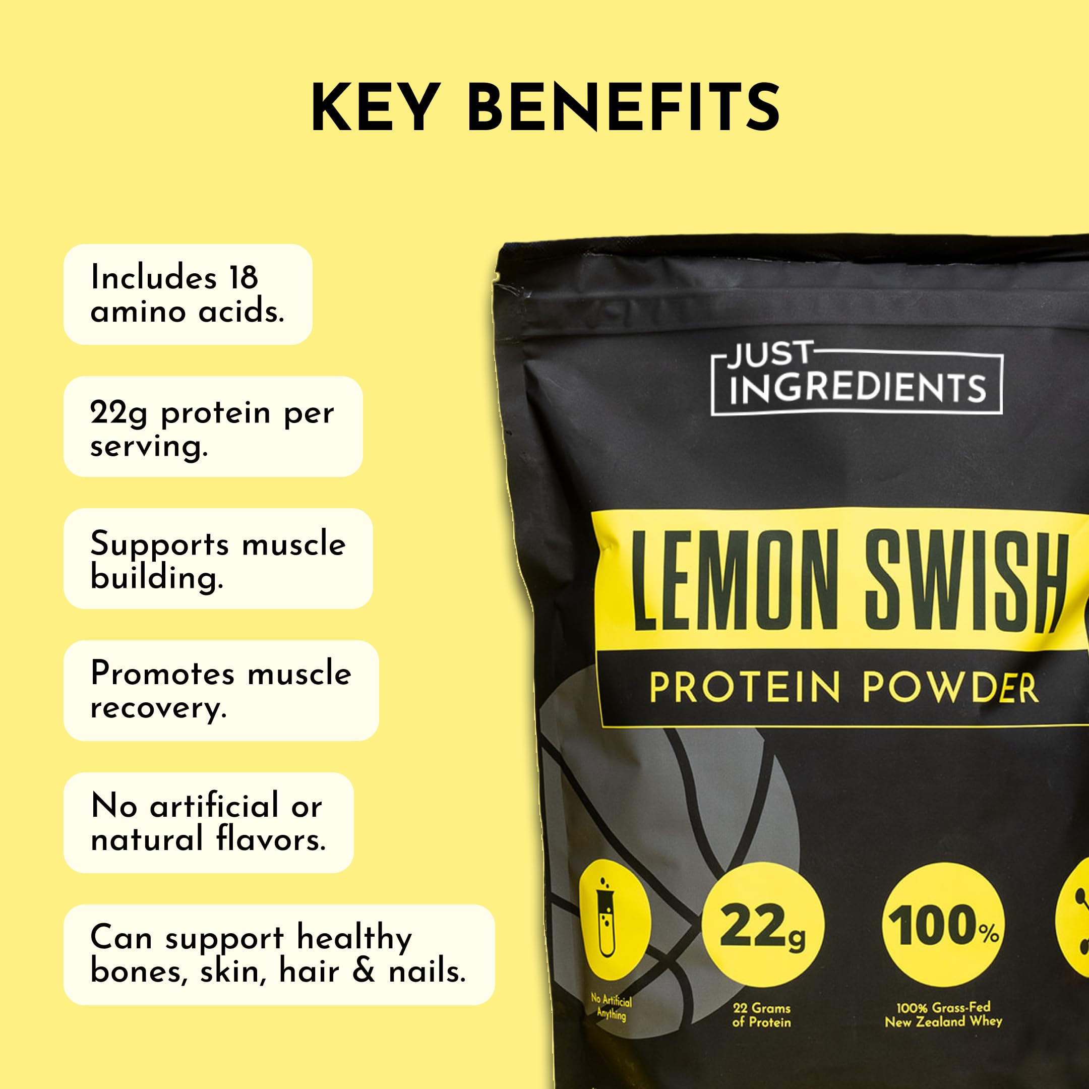 JUST INGREDIENTS Lemon Swish whey serving scoop ready for daily use
