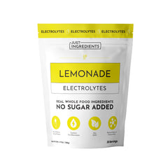JUST INGREDIENTS Lemonade Electrolytes package highlights clean ingredients for daily hydration.