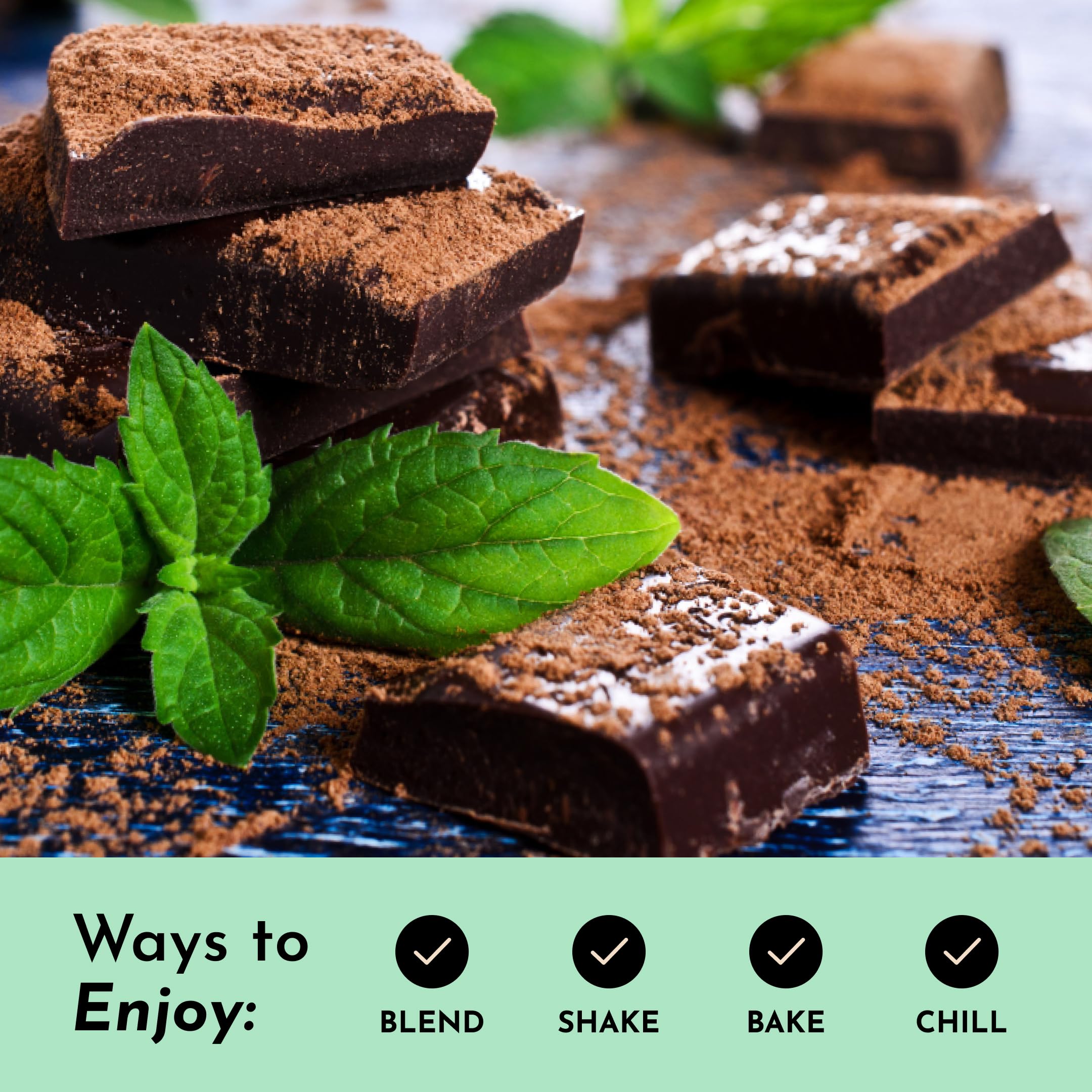 JUST INGREDIENTS Mint Chocolate Protein Powder bottle ready for post workout use