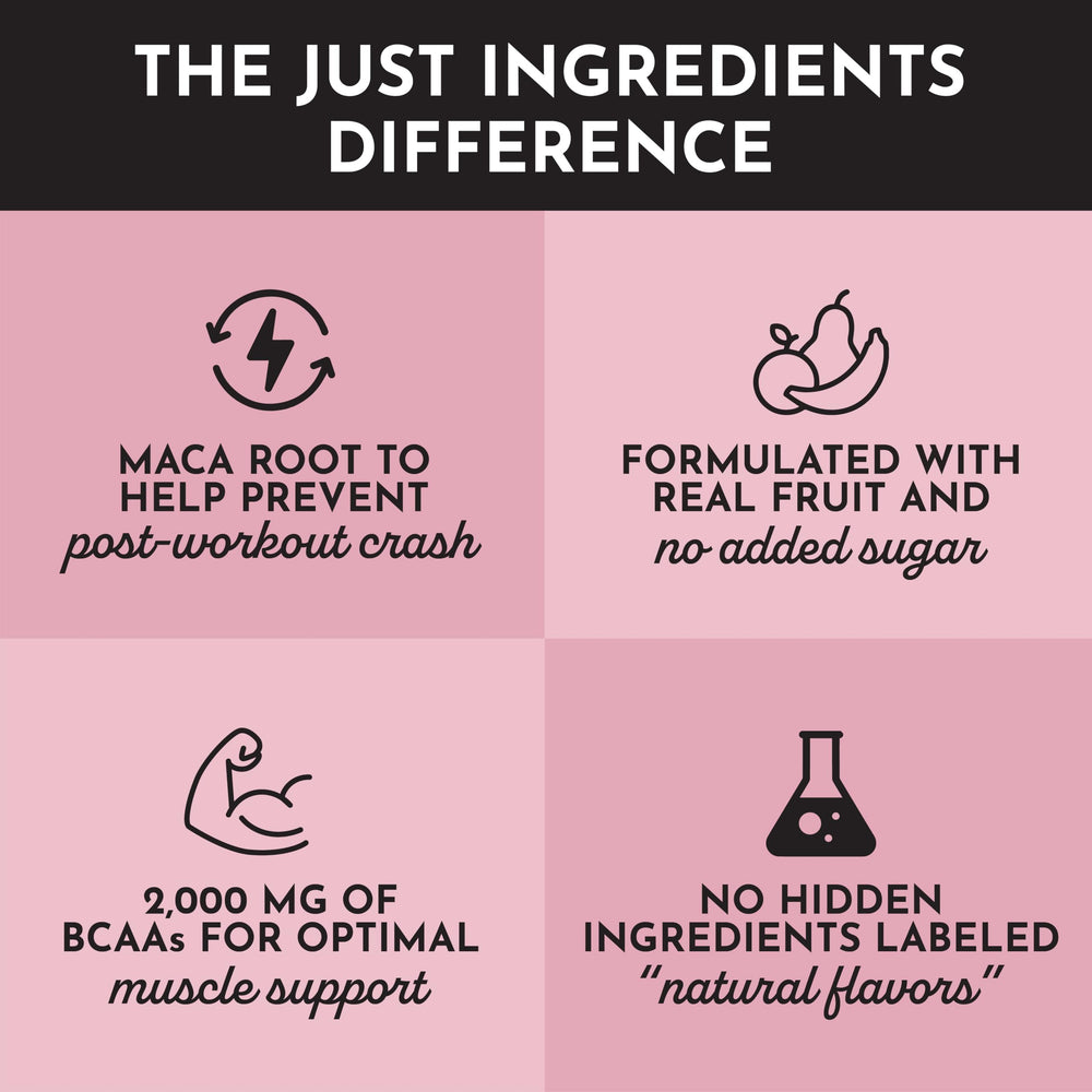 JUST INGREDIENTS Pre-Workout packaging showcases 30 servings and real-food ingredients