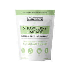 JUST INGREDIENTS pre-workout strawberry lemonade bottle showing clean energy for workouts