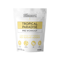 JUST INGREDIENTS Pre-Workout Tropical Paradise bottle for energized workouts with clean ingredients