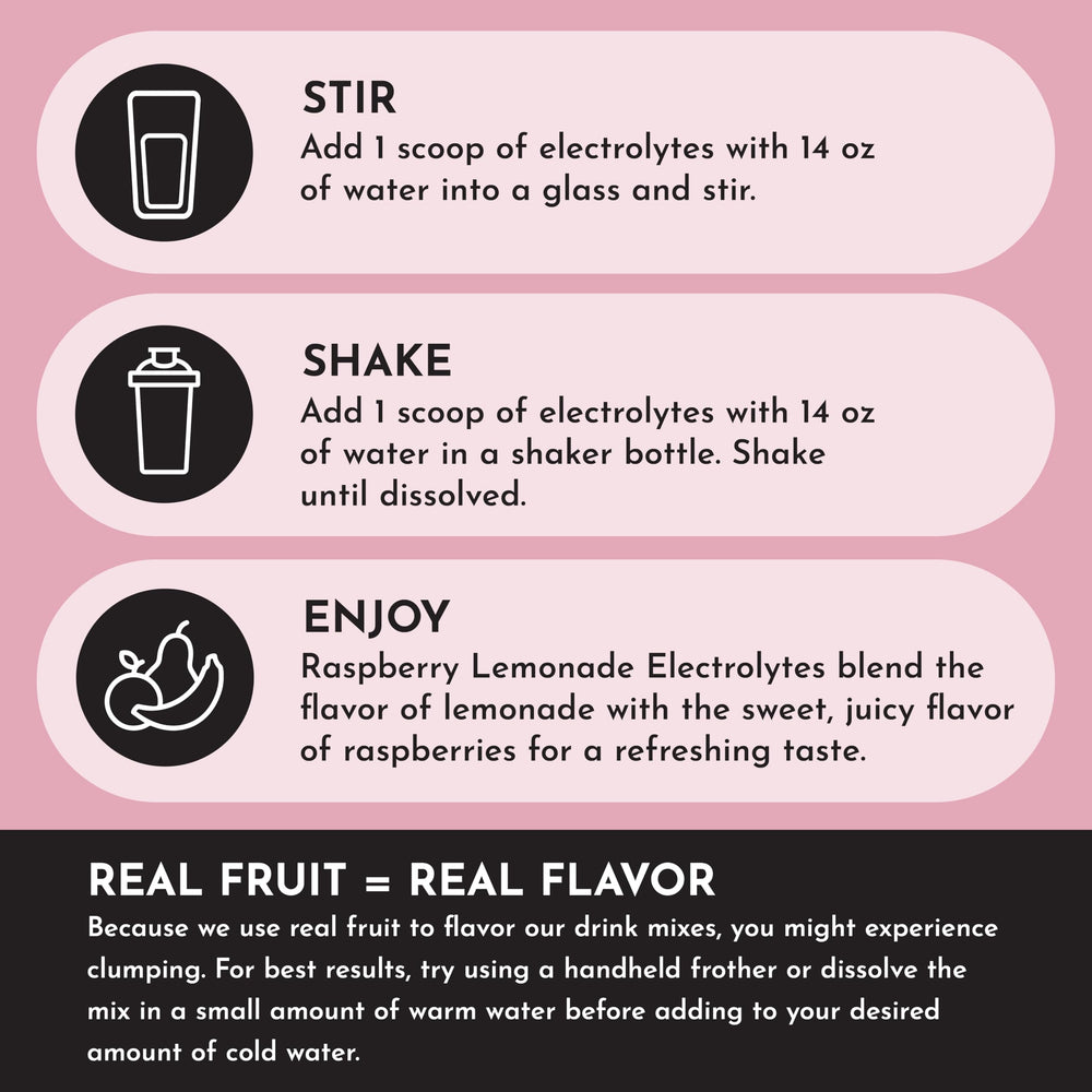 Just Ingredients Raspberry Lemonade Electrolytes scoop close-up for easy mixing.