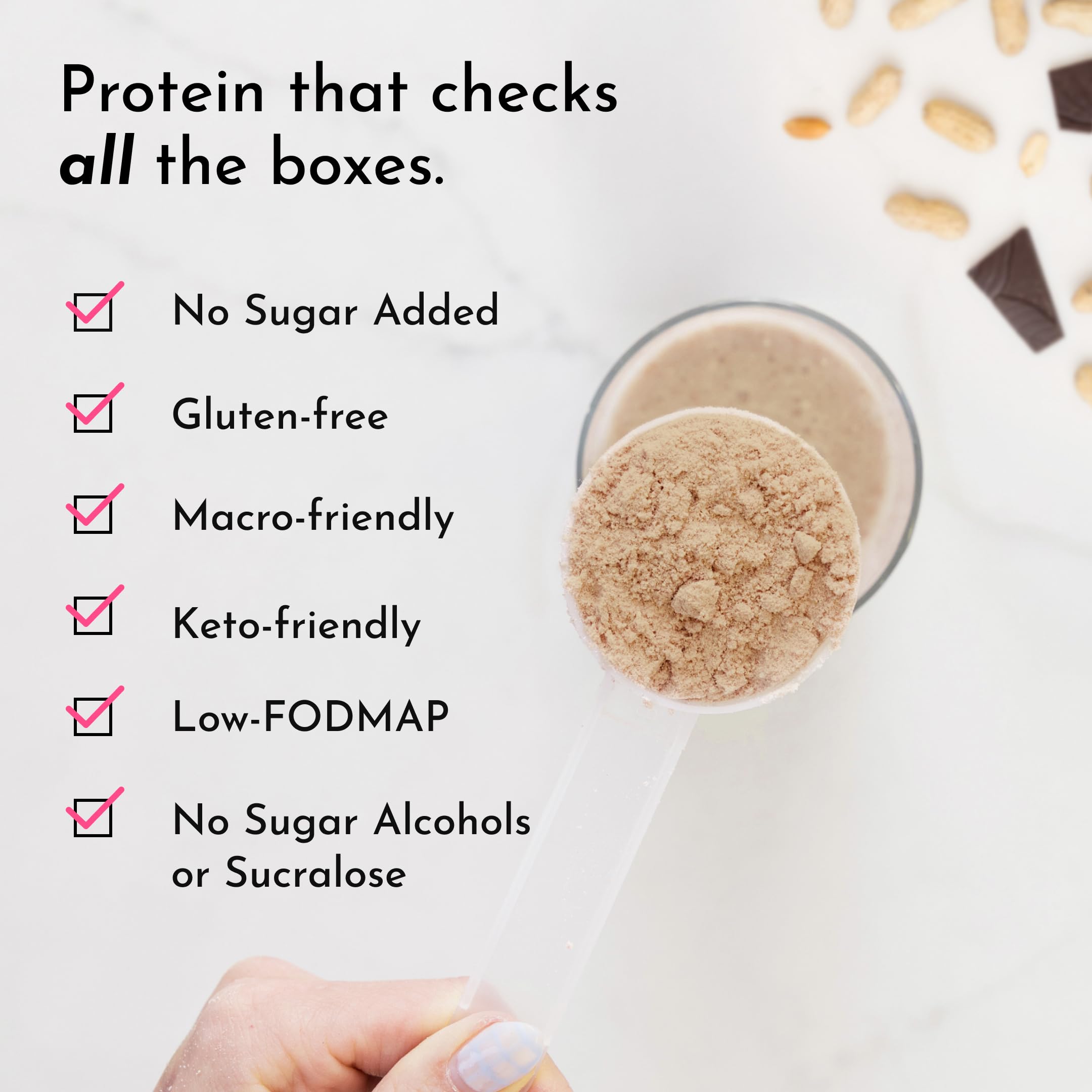 JUST INGREDIENTS Roasted Peanut Butter Chocolate Protein Powder baking bowl for versatile recipes