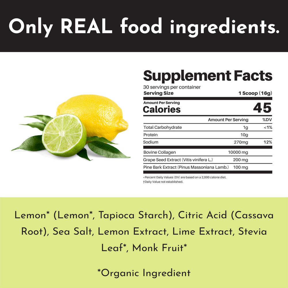 JUST INGREDIENTS Collagen packaging shows third-party testing for safety and potency.