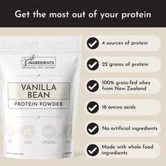 Just Ingredients Vanilla Protein Powder blender blending a creamy shake