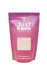 Just Kava Tonga Kava powder bottle pour promotes relaxation after a busy day.